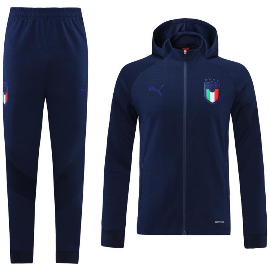 2021/22 Italy Dark Blue Training Kits Hoodie Jacket with Pants